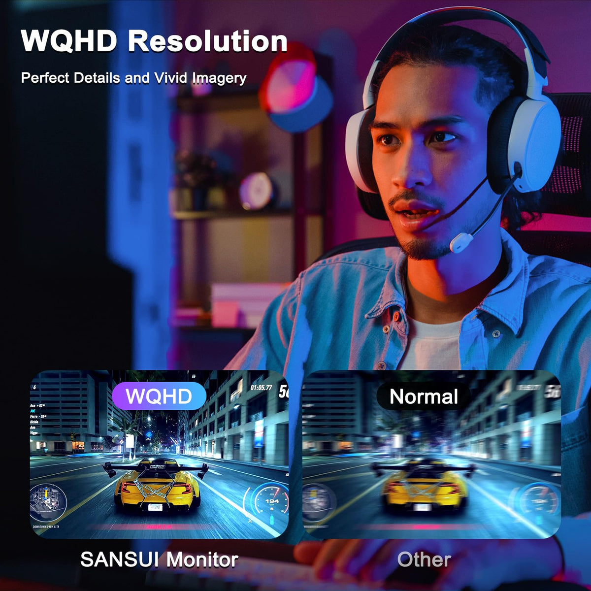 SANSUI 27inch monitor stand closeup showing sturdy metal frame and tilt capability