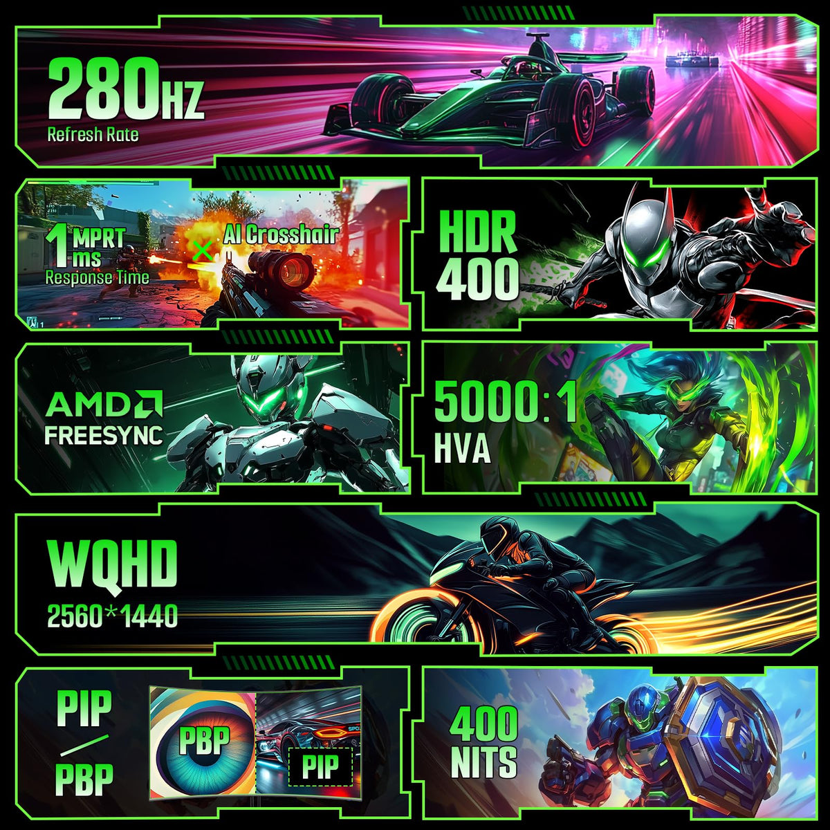 SANSUI 280Hz 2K display detail for ultra-smooth gameplay