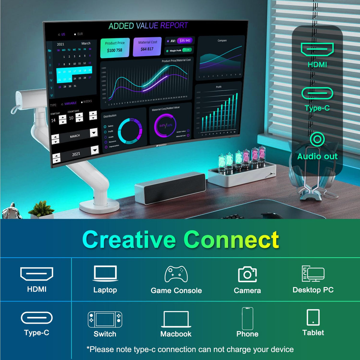 SANSUI 27-inch curved monitor delivers 110 percent sRGB for vibrant visuals