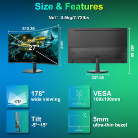 SANSUI 27-inch curved monitor VESA compatibility for flexible mounting