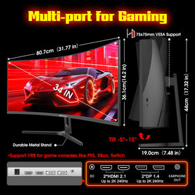 SANSUI dual HDMI 2.1 and DP 1.4 ports support high-refresh connections.