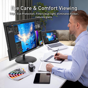 VESA mount and ergonomic tilt improve desk setup