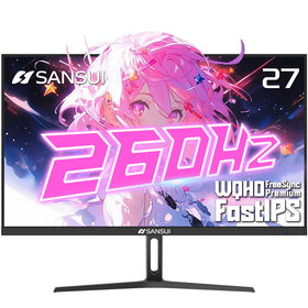 SANSUI 27-inch front view highlighting fast IPS clarity for competitive gaming.