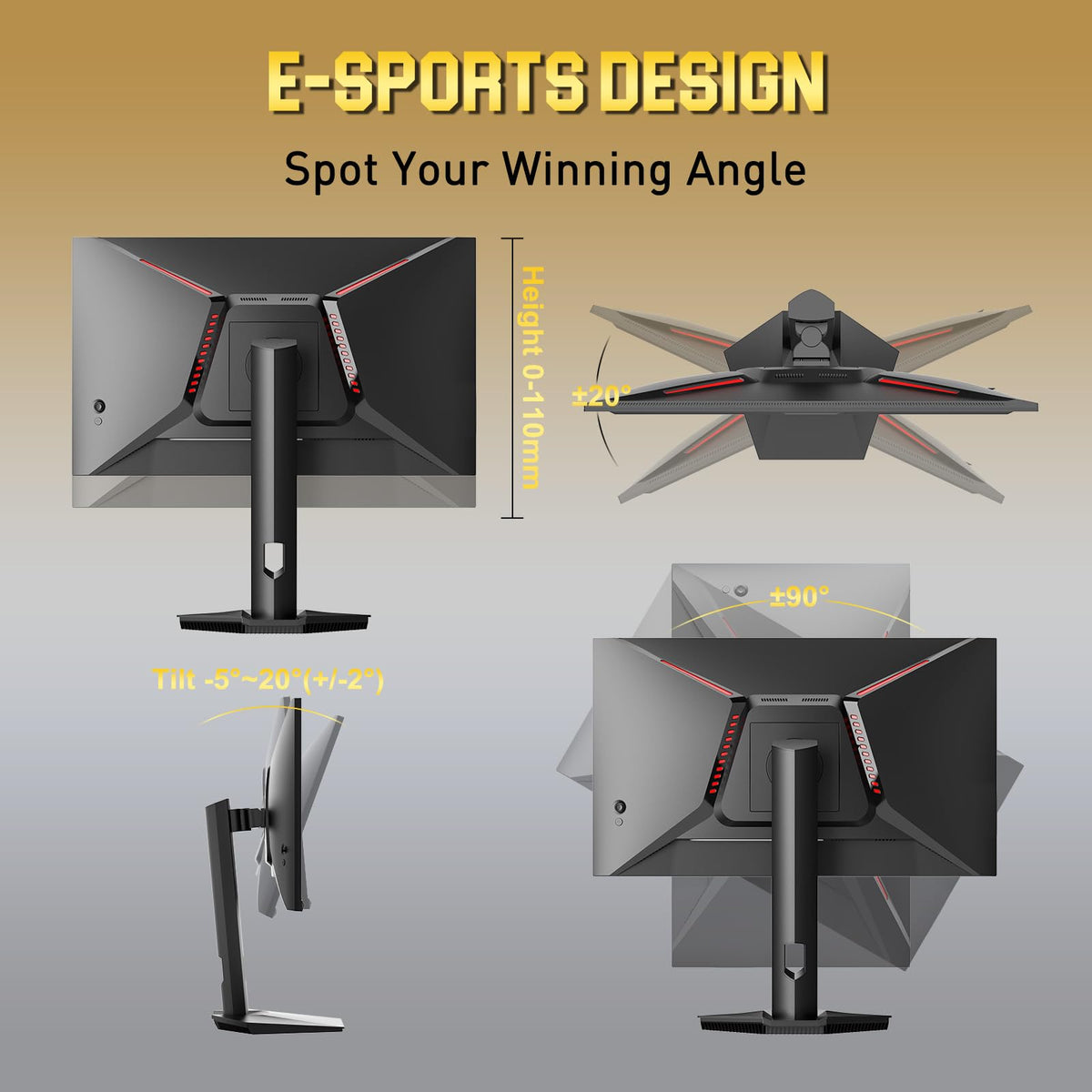 SANSUI monitor ergonomic stand with height and tilt adjustments