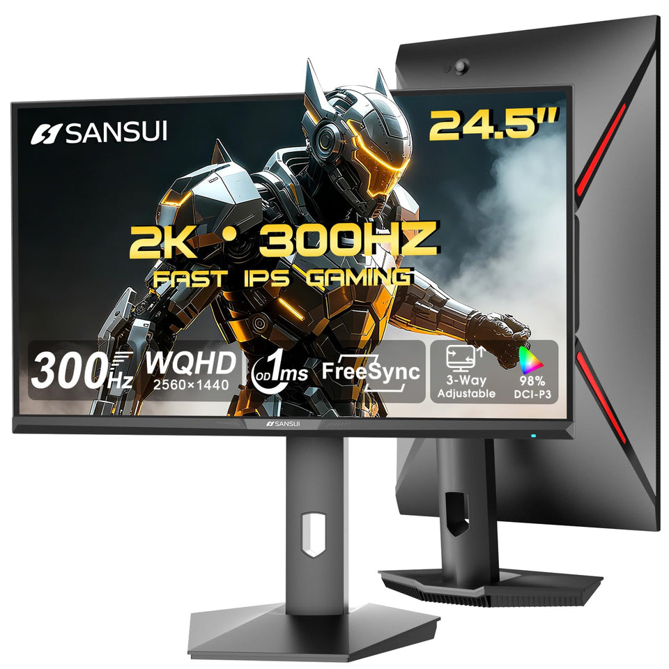 SANSUI gaming monitor front view showing sleek panel for immersive play