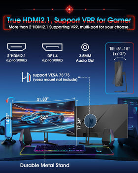 SANSUI HDMI 2.1 cable and headset jack included for easy setup.