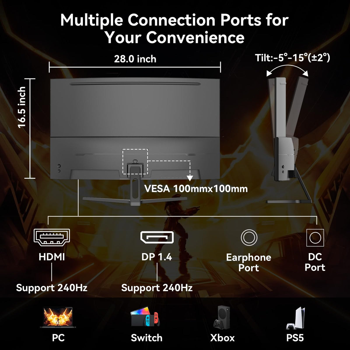 SANSUI metal stand with VESA compatibility ensures secure mounting.