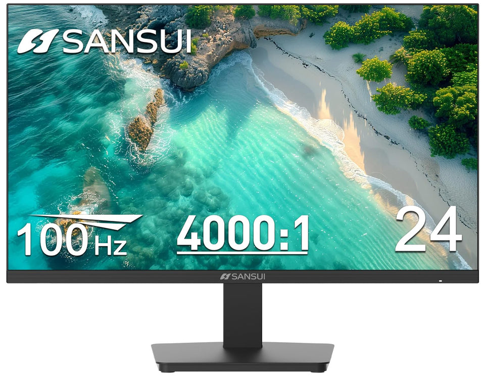 SANSUI 24-inch monitor front view for clear home office work and entertainment.