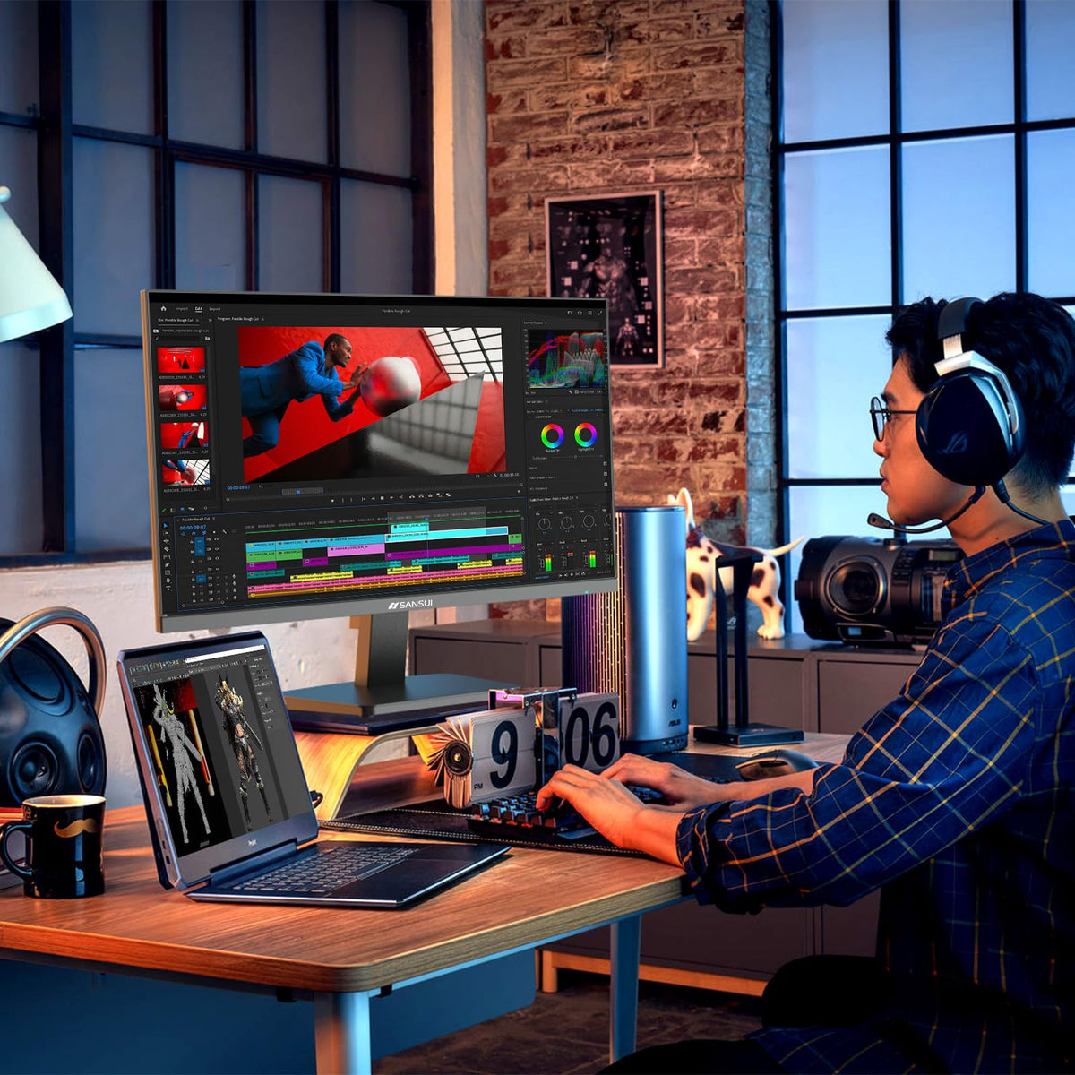 SANSUI 24-inch monitor tilt angle enables comfortable study or late-night gaming sessions.