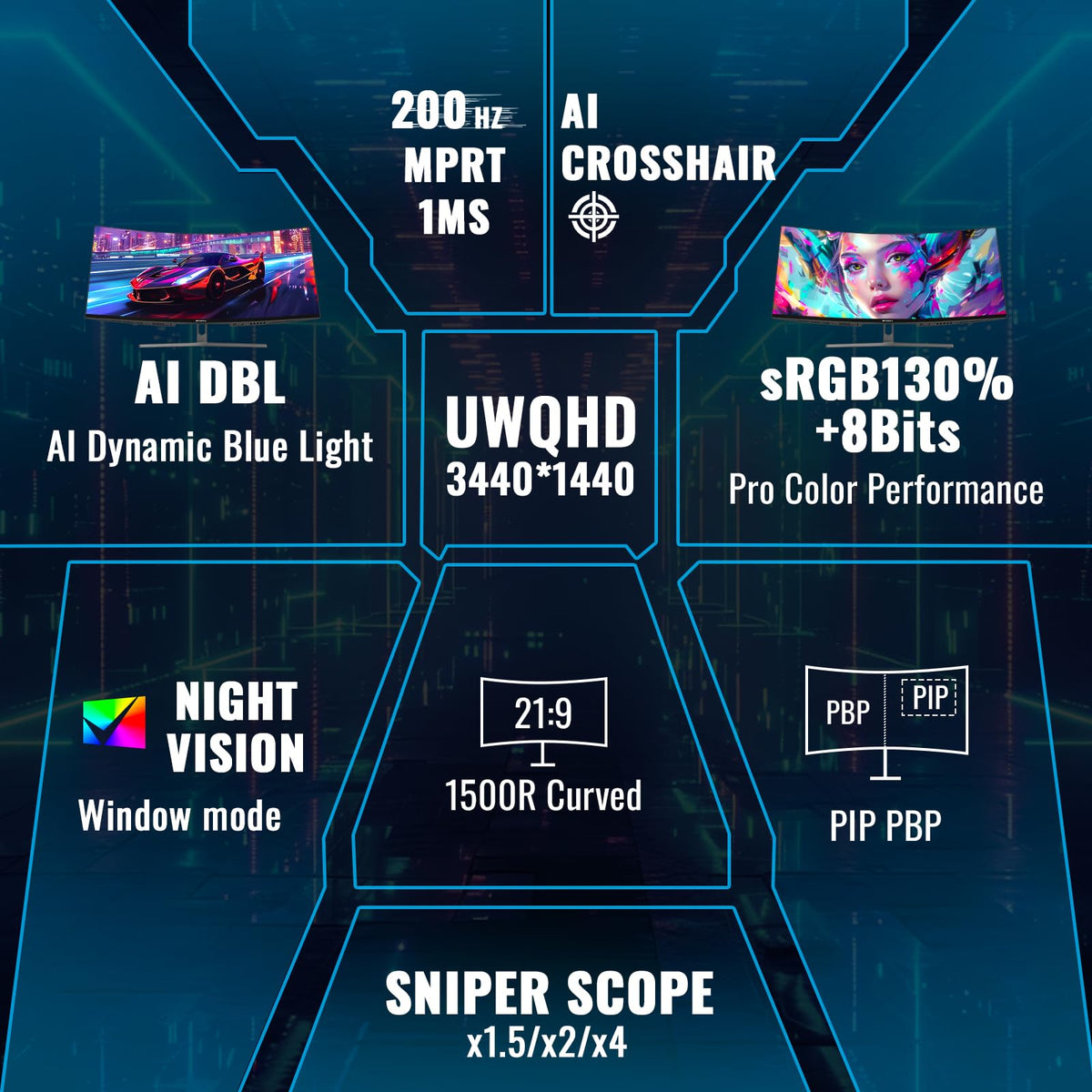 Up to 200Hz refresh enables smoother action and responsive gameplay.