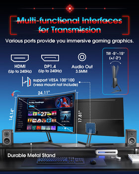 SANSUI VESA-compatible mount allows versatile wall or desk setups
