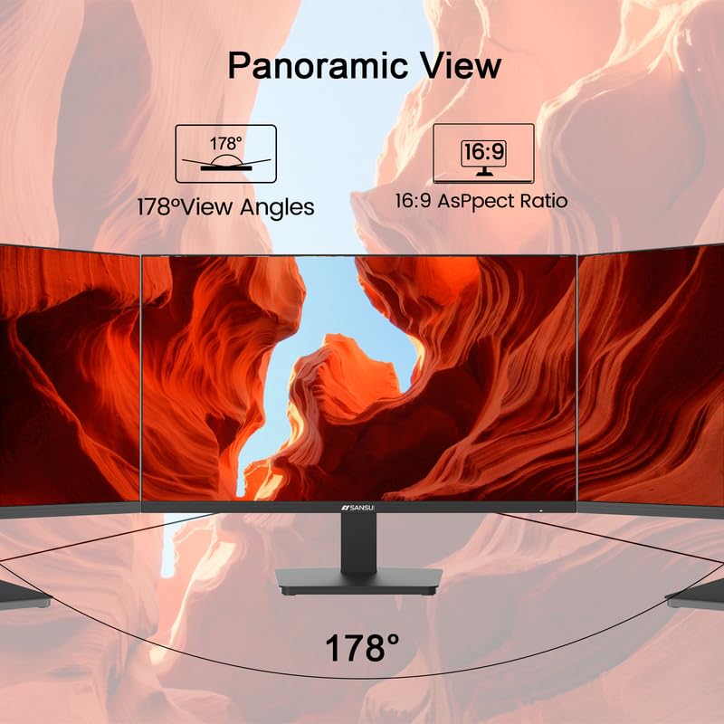 SANSUI Monitor 24-inch ergonomic tilt stand supports comfortable viewing angles