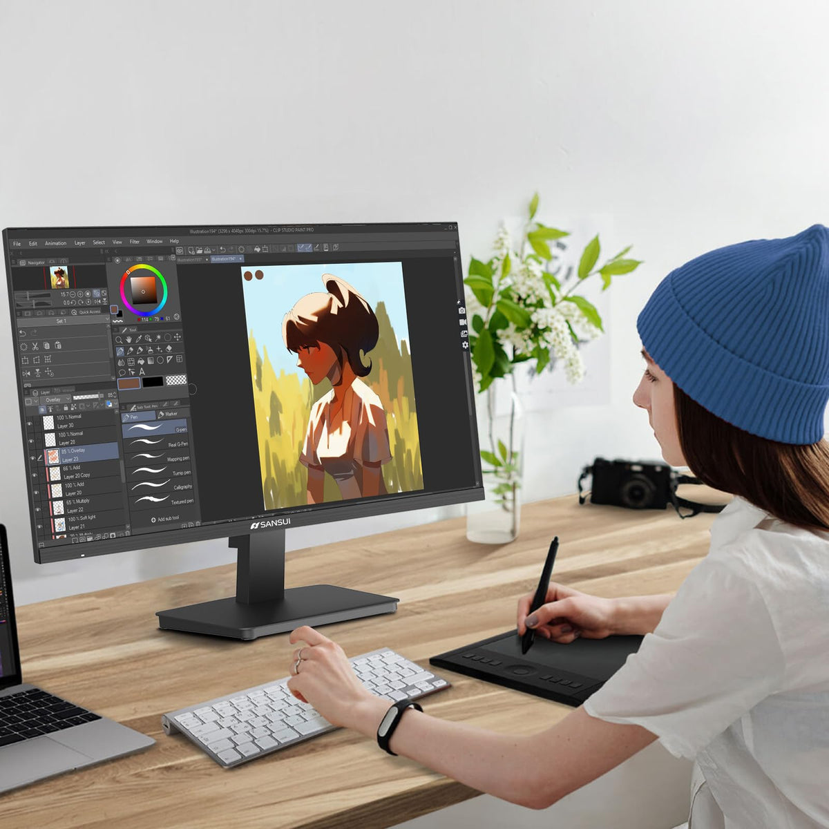 SANSUI Monitor 24-inch HDMI and VGA ports enabling easy multi-device setup