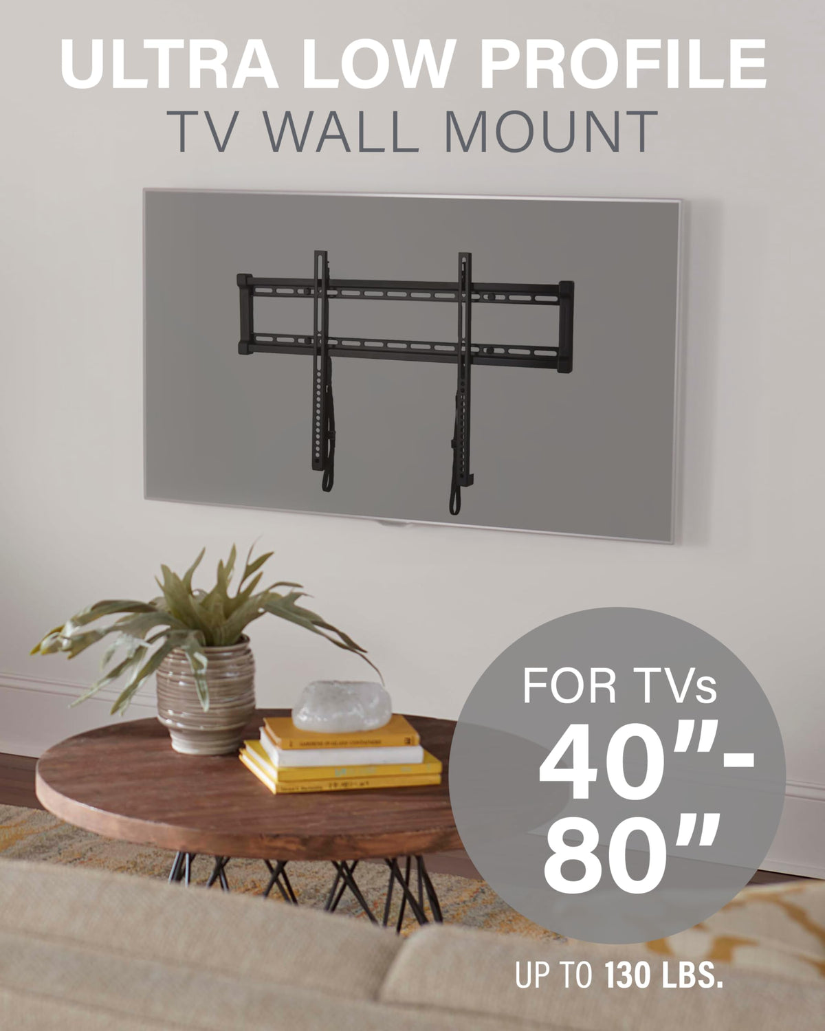 Sanus 1-inch profile closeup highlights the slim design and sturdy build.