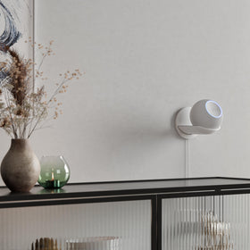 Sanus close-up of bracket fit showing secure Echo Dot Max attachment benefit