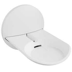 Sanus front profile showing Echo Dot Max mounted and saving countertop space