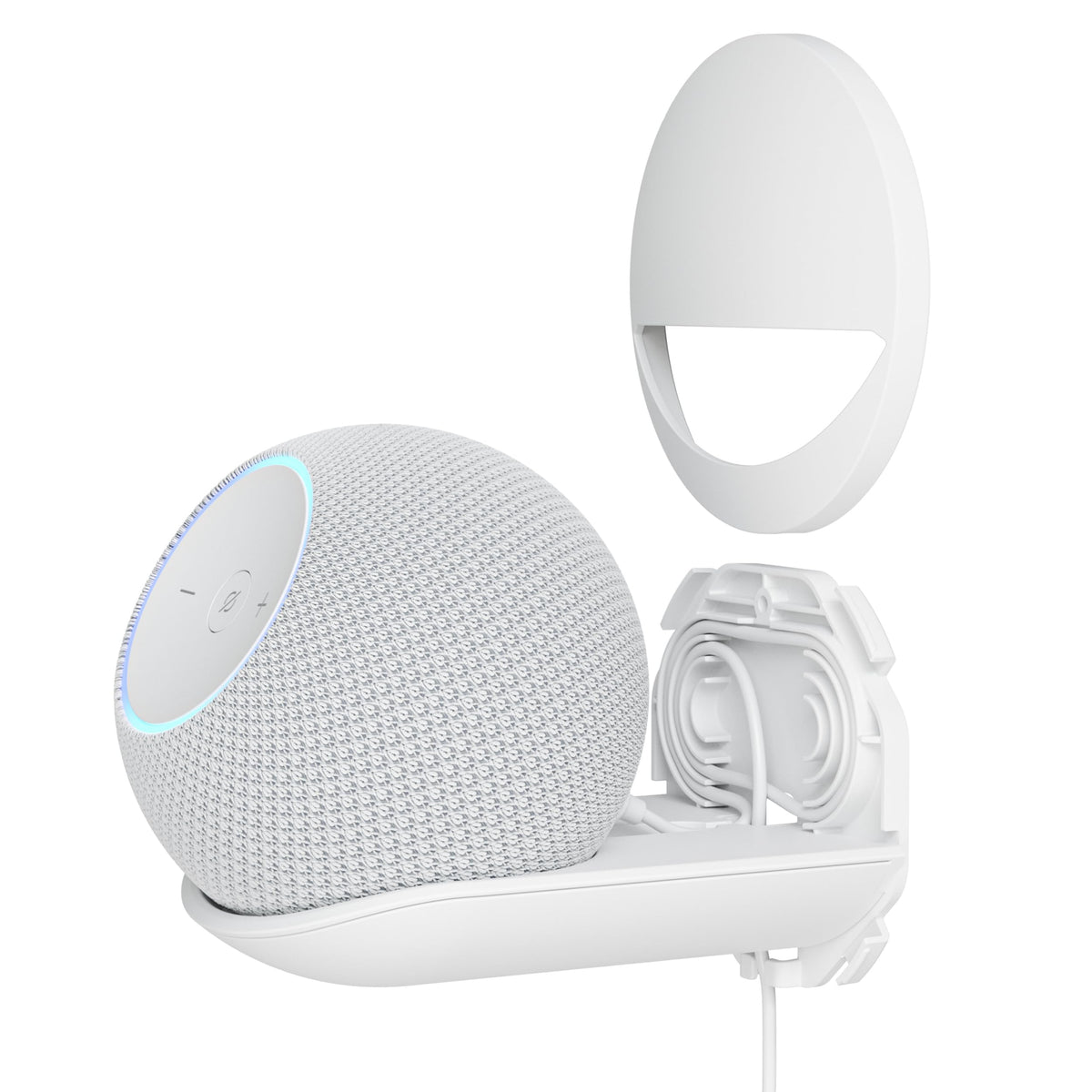 Sanus lifestyle image of Echo Dot Max mounted in kitchen for convenient access