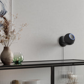 Sanus mounted Echo Dot Max in kitchen improving accessibility and surface space