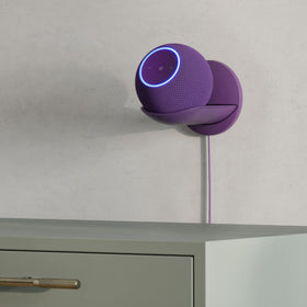 Sanus Echo Dot Max scale with hand showing compact, accessible placement
