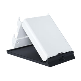 Sanus stand close-up of hidden cable channel for cleaner desk appearance