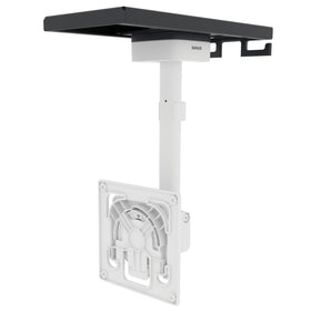SANUS front view of under-cabinet mount showing secure Echo Show 15 installation and space-saving benefit