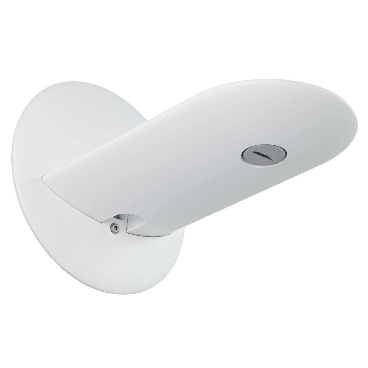 Sanus mounted Echo Studio beside nightstand showing scale and cleared surface