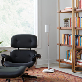 Sanus Era 100 stand side view shows sleek design and stability
