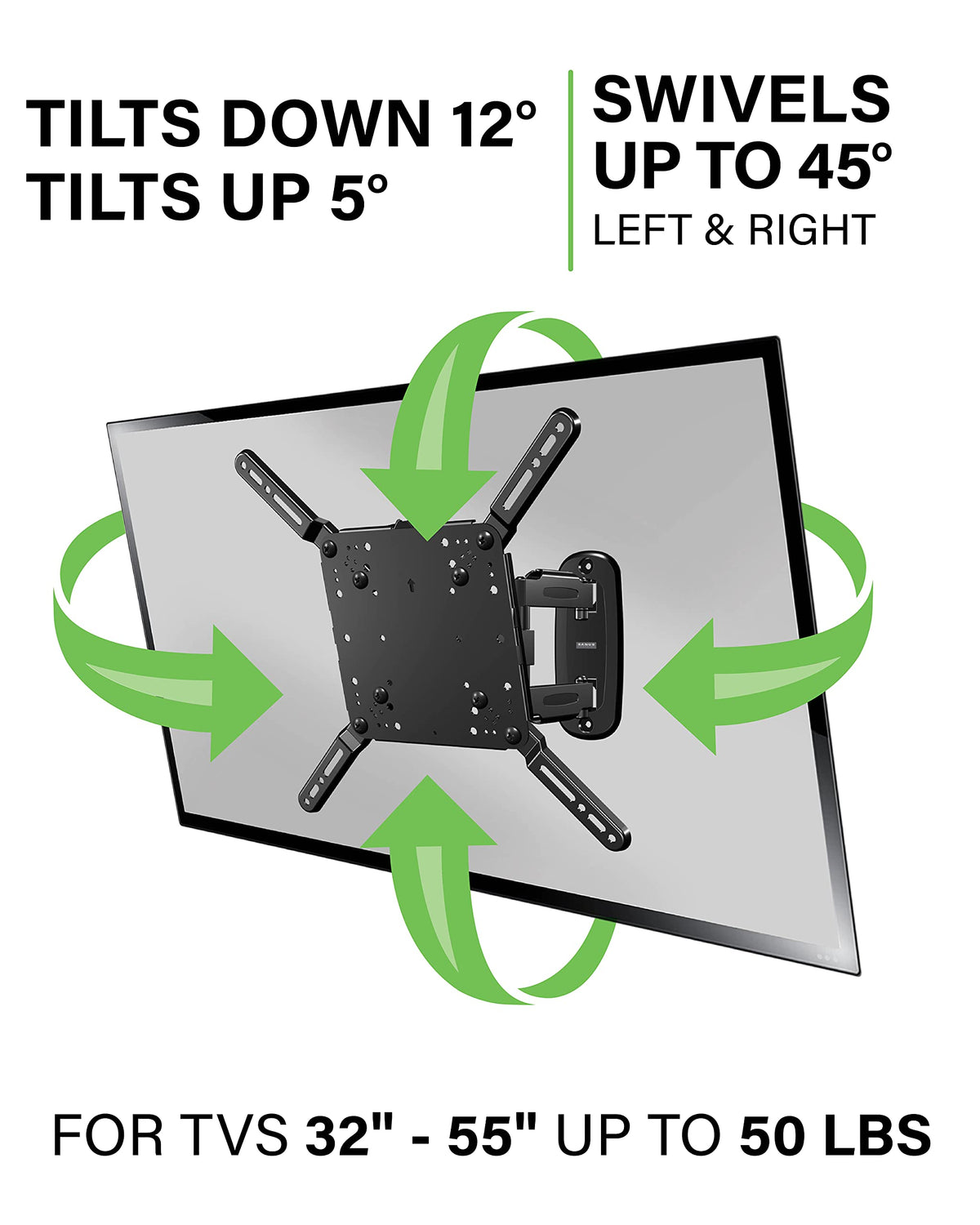 Sanus single stud design offers broad TV and wall compatibility.