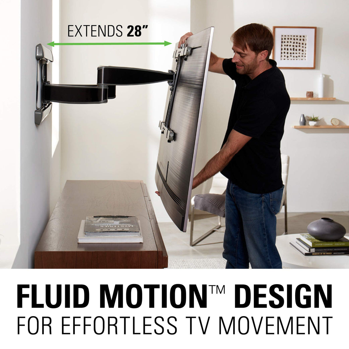 Sanus mount tilts and swivels to dial in the perfect angle.