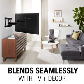 Sanus full-motion design supports varied seating arrangements for family viewing.