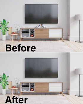Sanus in-wall cable management hides AV cables behind drywall for a cleaner setup.