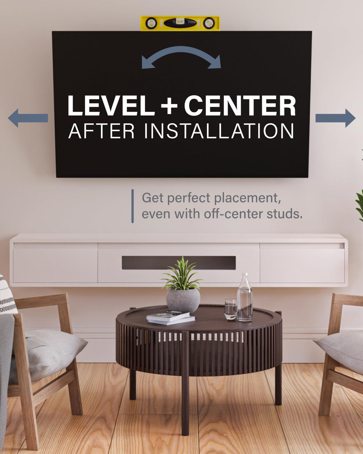 SANUS low-profile design maintains a sleek wall-mounted look
