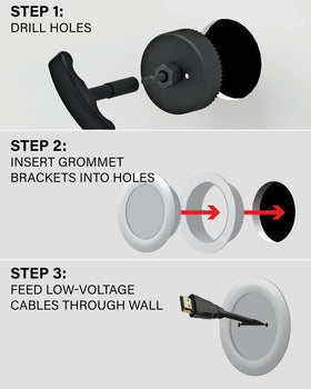 Sanus behind-wall cable routing creates a neat, clutter-free media setup