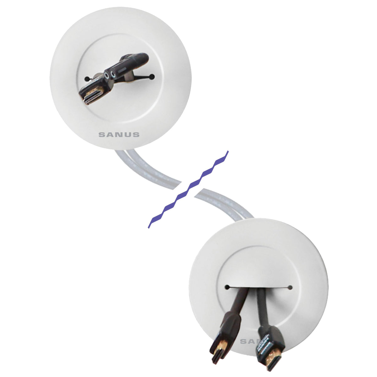 Sanus Made for Amazon in-wall kit hero showing a clutter-free entertainment setup