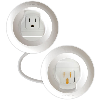 Sanus upper module for the in-wall kit, keeping TV cables tidy and accessible.