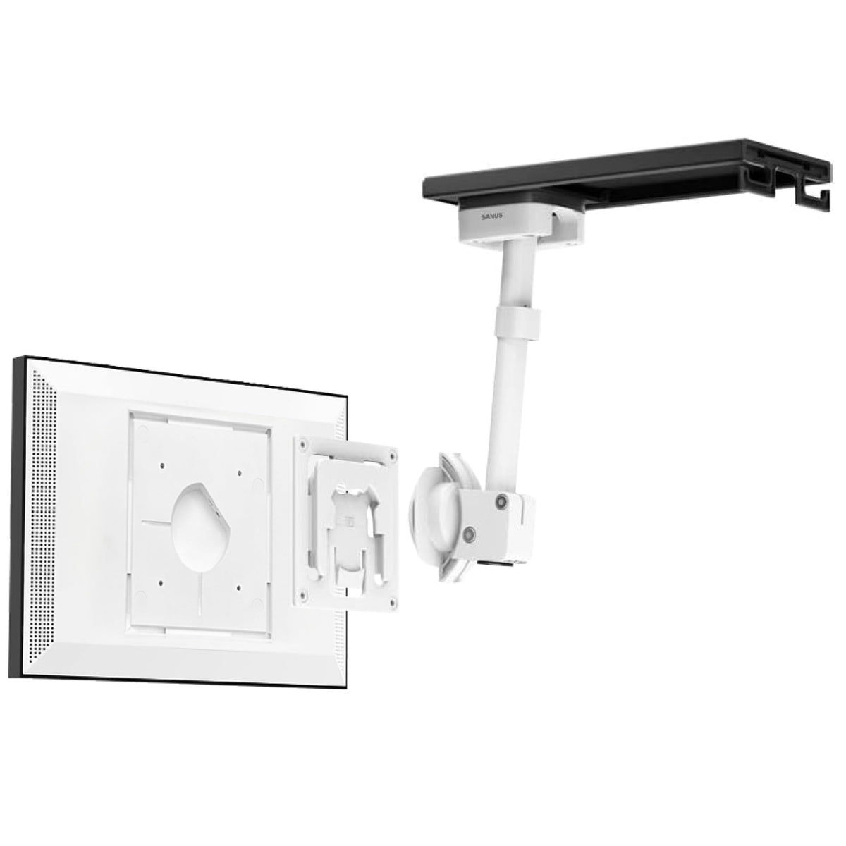 SANUS side profile of mounted Echo Show 15 tilted for easy viewing while cooking