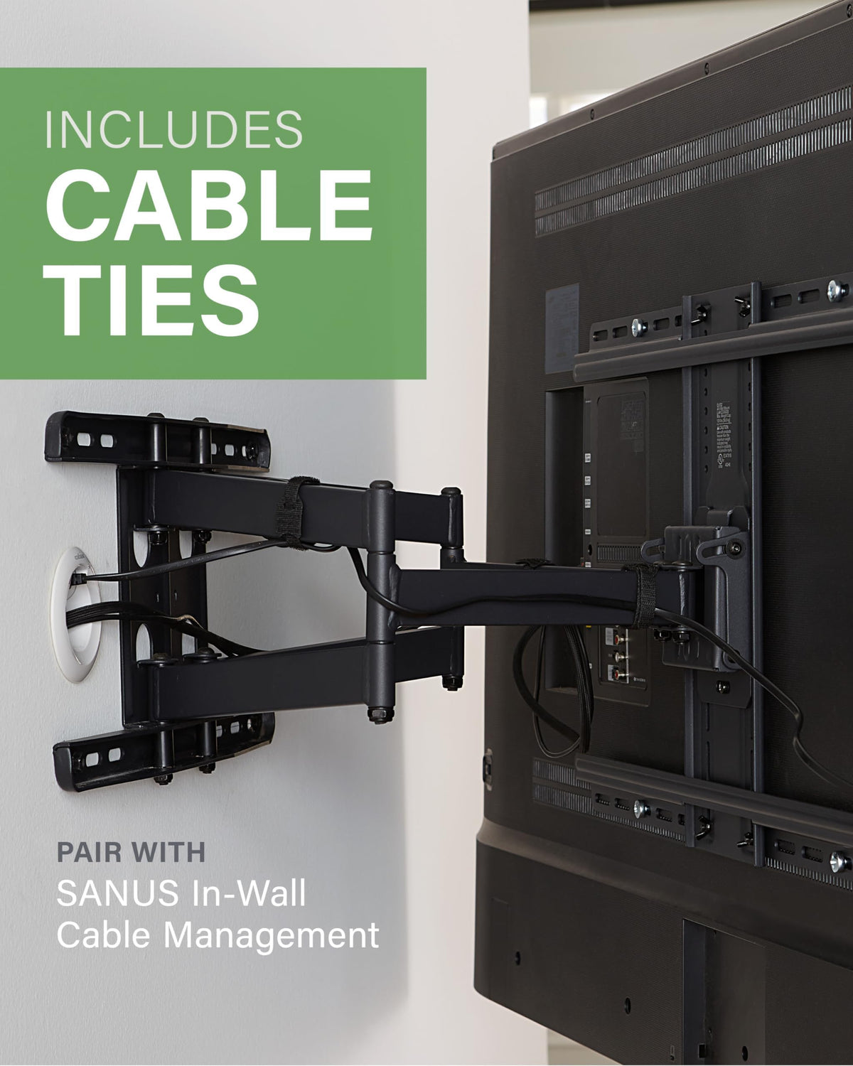 SANUS OLF22 streamlined cable management behind the screen.