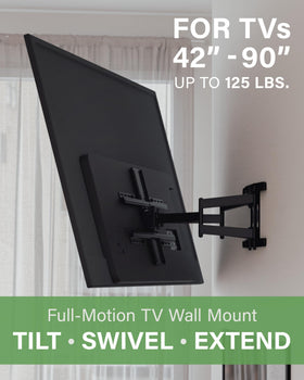 SANUS OLF22 swivel and tilt adjust to seating positions for comfortable viewing.