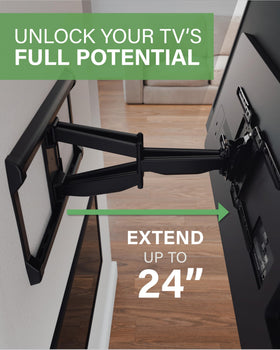 SANUS OLF24 supports large TVs up to 90 inches and heavy weights.