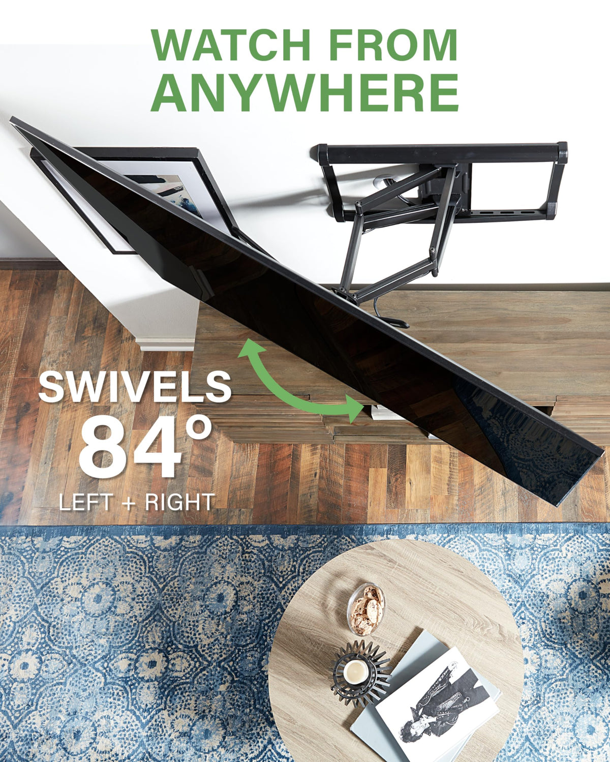 SANUS OLF24 decorative wall plate covers hide mounting hardware.