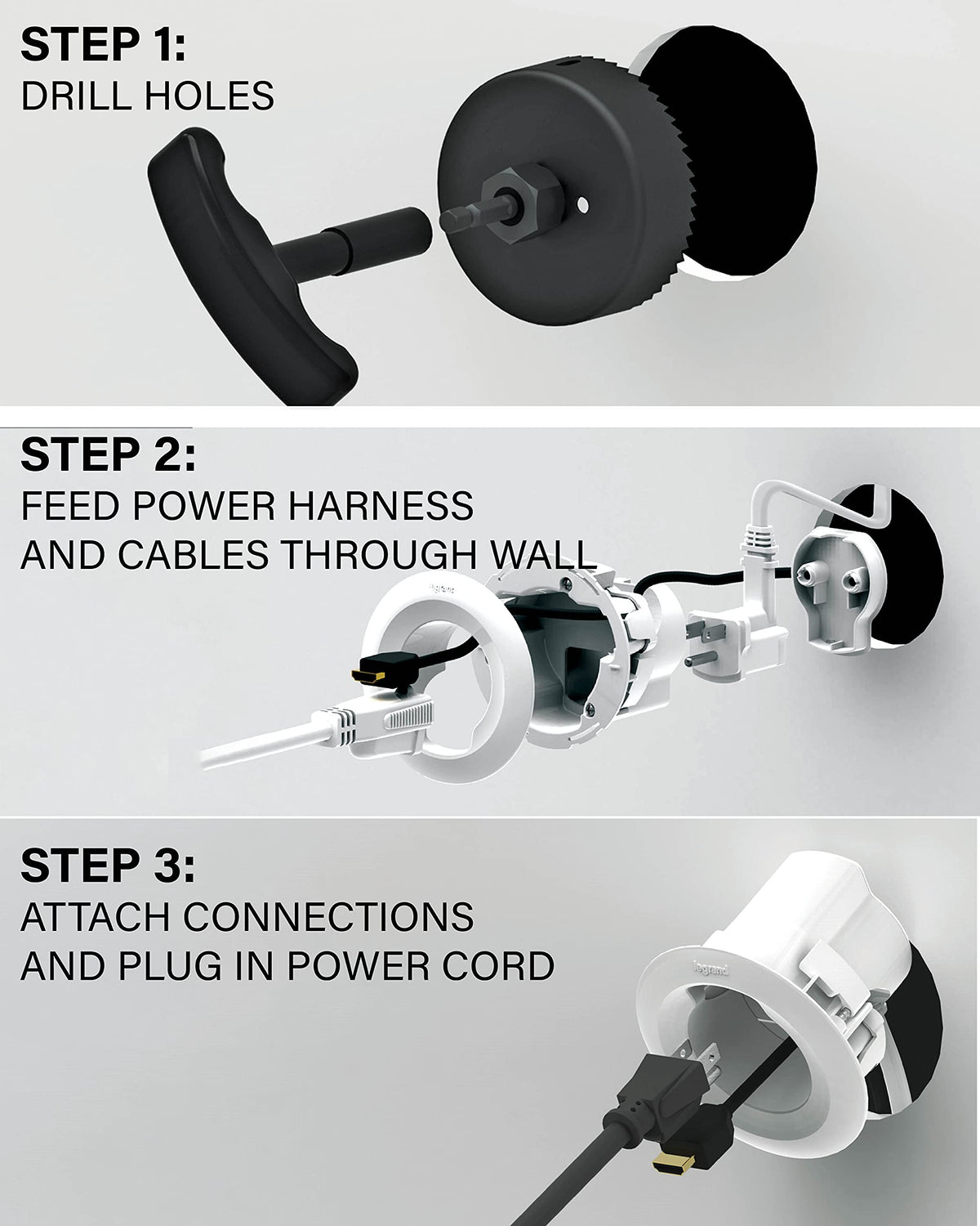 Sanus power modules can be placed up to five feet apart for flexible placement.