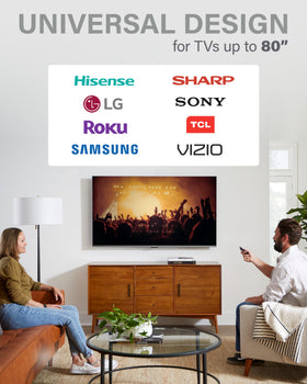 Sanus quick-release straps allow tool-free TV removal and easy cable access.