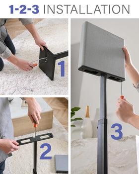 Sanus sleek black aesthetic complements modern home theater setups