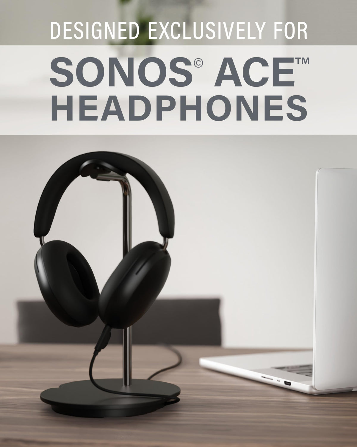 Sanus close-up of silicone cradle protecting Sonos Ace headband shape