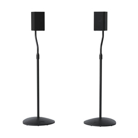 SANUS speaker stands front view showing stable steel design and clean lines