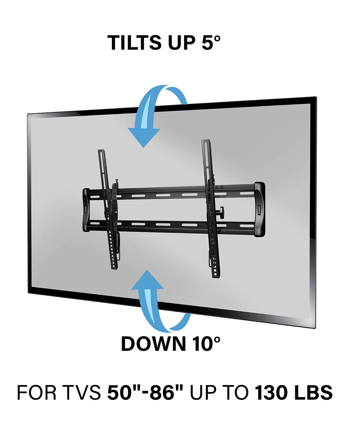 Sanus three-step install with leveling adjustments for accurate setup.