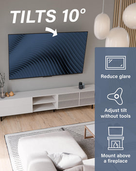 Sanus tilt mechanism detail showing easy glare-reduction benefit