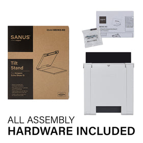 Sanus tilt stand next to ruler showing compact footprint and space-saving benefit