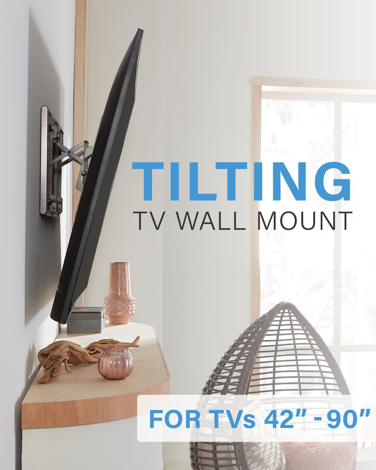 Sanus universal design fits most 42-90 inch flat screens with flexible viewing angles.