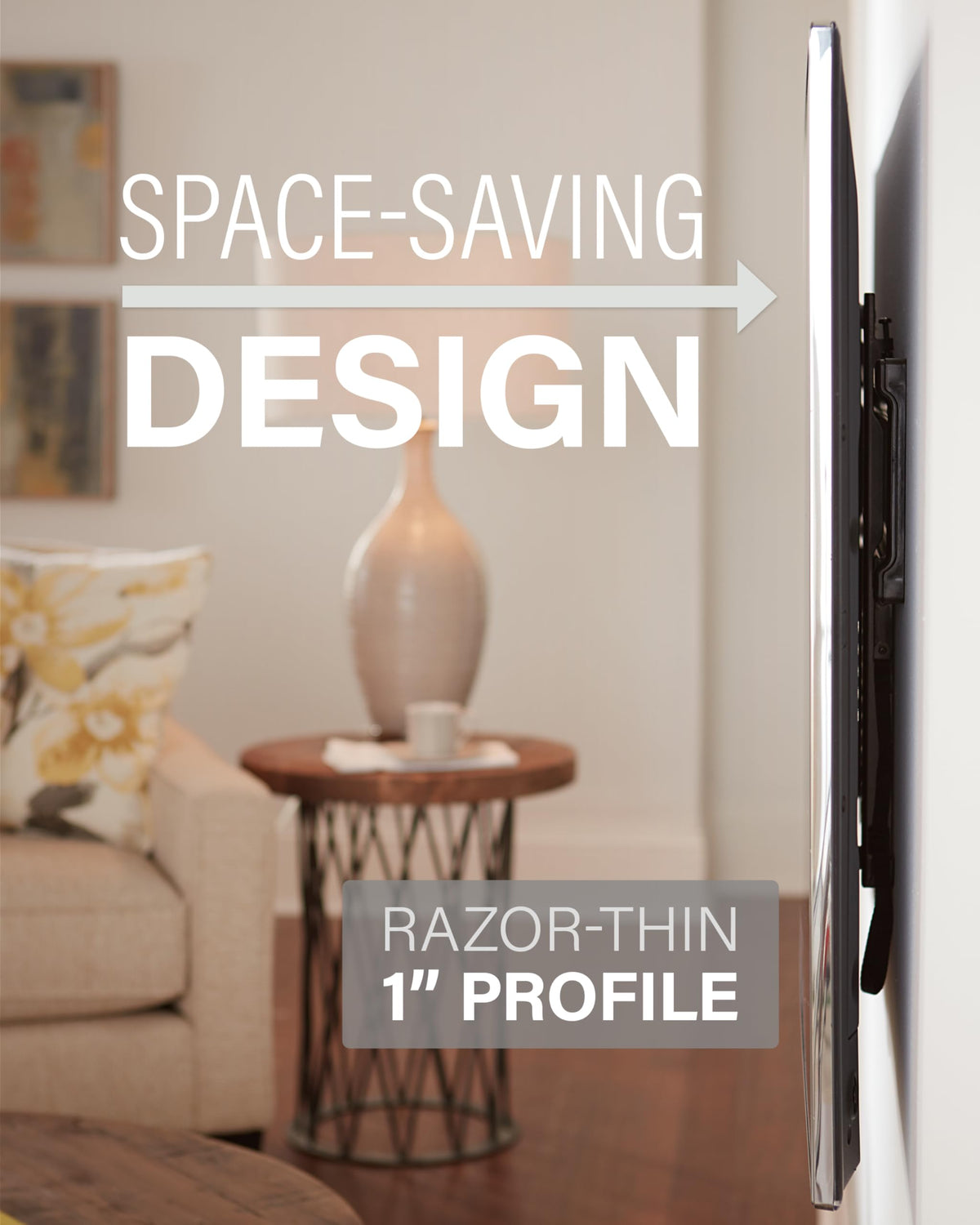 Sanus universal-fit mount compatible with major TV brands for secure mounting.